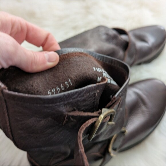 Frye Veronica Short Moto Boots Size 7.5 Dark Brown Leather Ankle Calf Booties - Picture 13 of 13